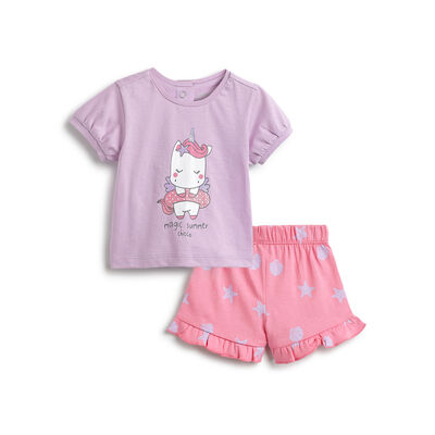 Girls Light Lilac T-shirt with Short Pants
